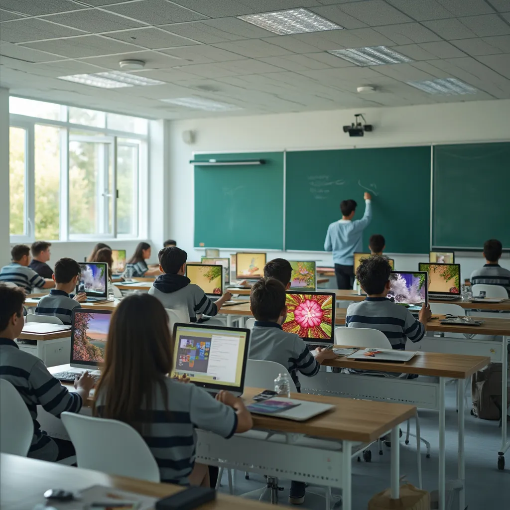 Aula moderna en DiseñoARG equipada con tecnología.