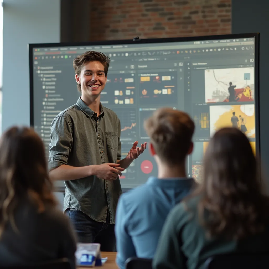 Estudiante presentando su proyecto de diseño en DiseñoARG.