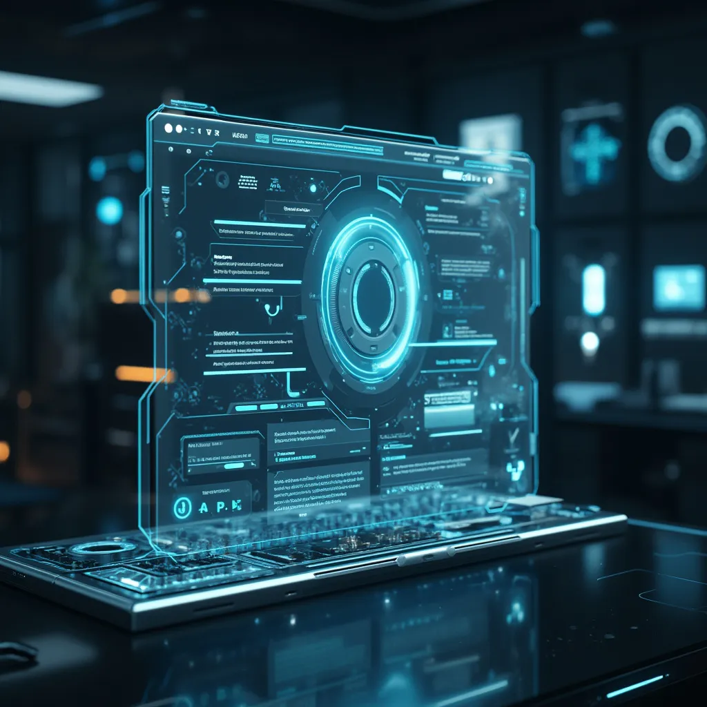 Interfaz de usuario futurista mostrando innovaciones en UX/UI.